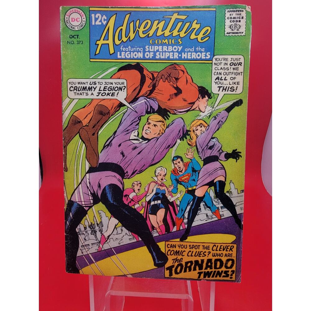 Adventure Comics # 373 DC 1968 Superboy 1st app Tornado Twins Neal Adams Key